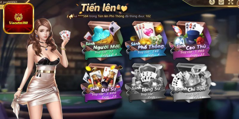Giao diện tiến lên Vando88, đơn giản, dễ thao tác